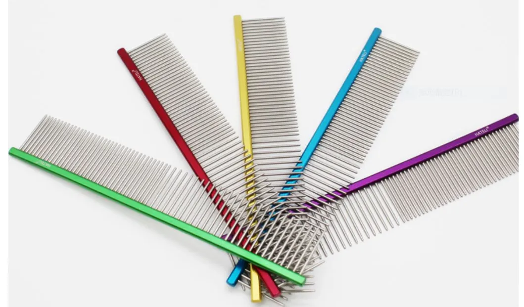Colored Painted Stainless Steel Dog Combs Hair Massage Pet Products