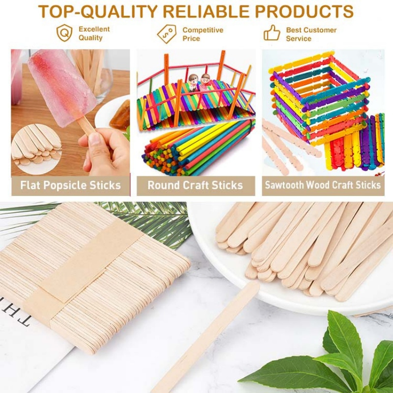 Foska Popsicle Sticks for Crafts Hair Removal and Waxing Flat Natural Color Wooden Crafts Sticks for Stirring Tongue Depressor