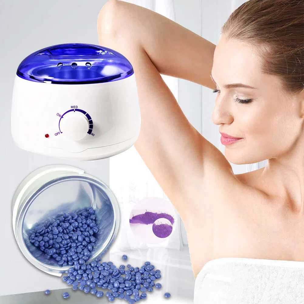 Depilatory Waxing Kit Heater for Women Men Coarse Hair Removal with Moisturizing Aloe Formulas Hard Stripless Wax Beads