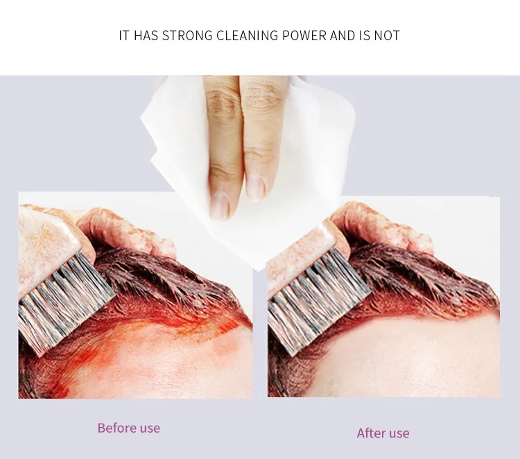 Hair Salon Disposable Hair Dye Cream Cleansing Wet Wipes Safely Hair Color Remover Wet Wipes