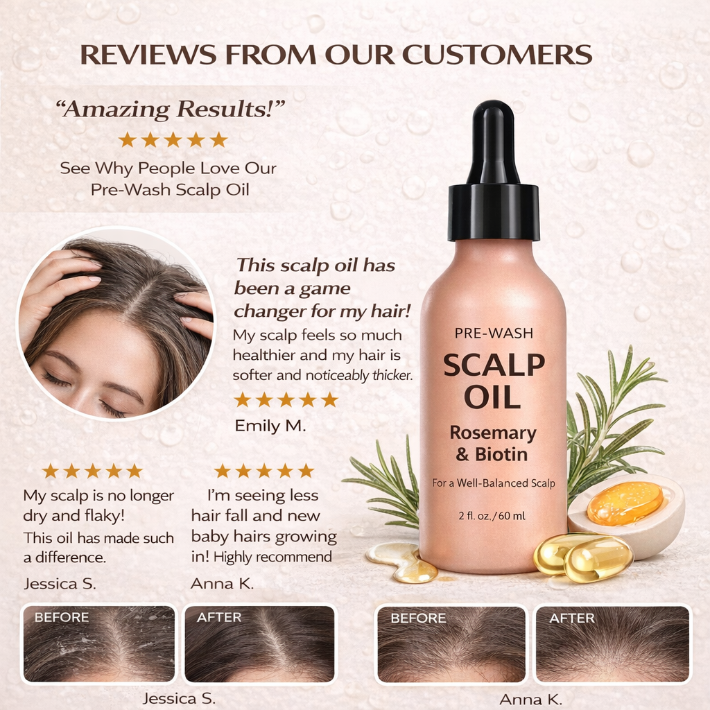 Private Label Rosemary Hair Growth Oil, Pre-Wash Scalp Treatment with Castor Oil, Biotin & Jojoba, Root Strengthening Formula