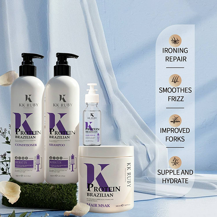 OEM Factory Professional Salon Brazilian Protein Keratin Smoothing Hair Treatment Keratin Anti Dandruff Shampoo Conditioner Set