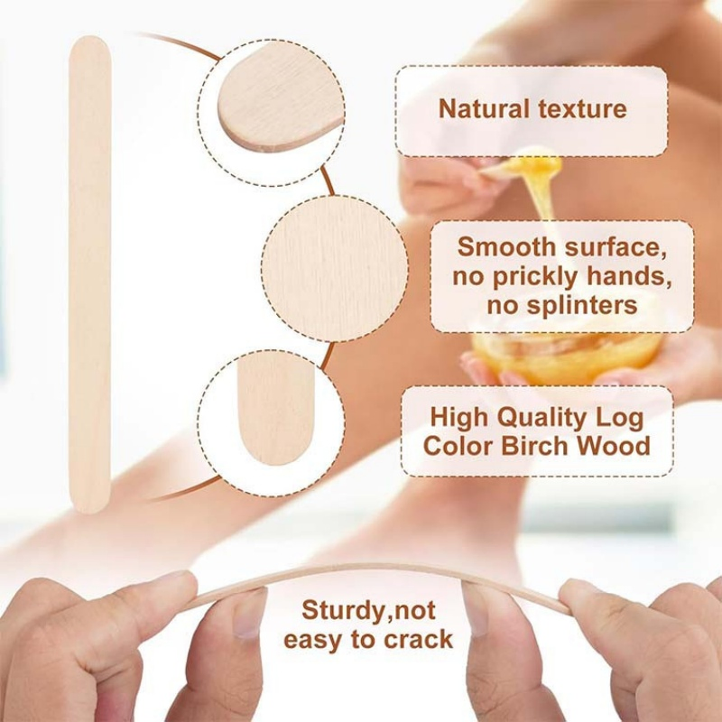 Foska Popsicle Sticks for Crafts Hair Removal and Waxing Flat Natural Color Wooden Crafts Sticks for Stirring Tongue Depressor
