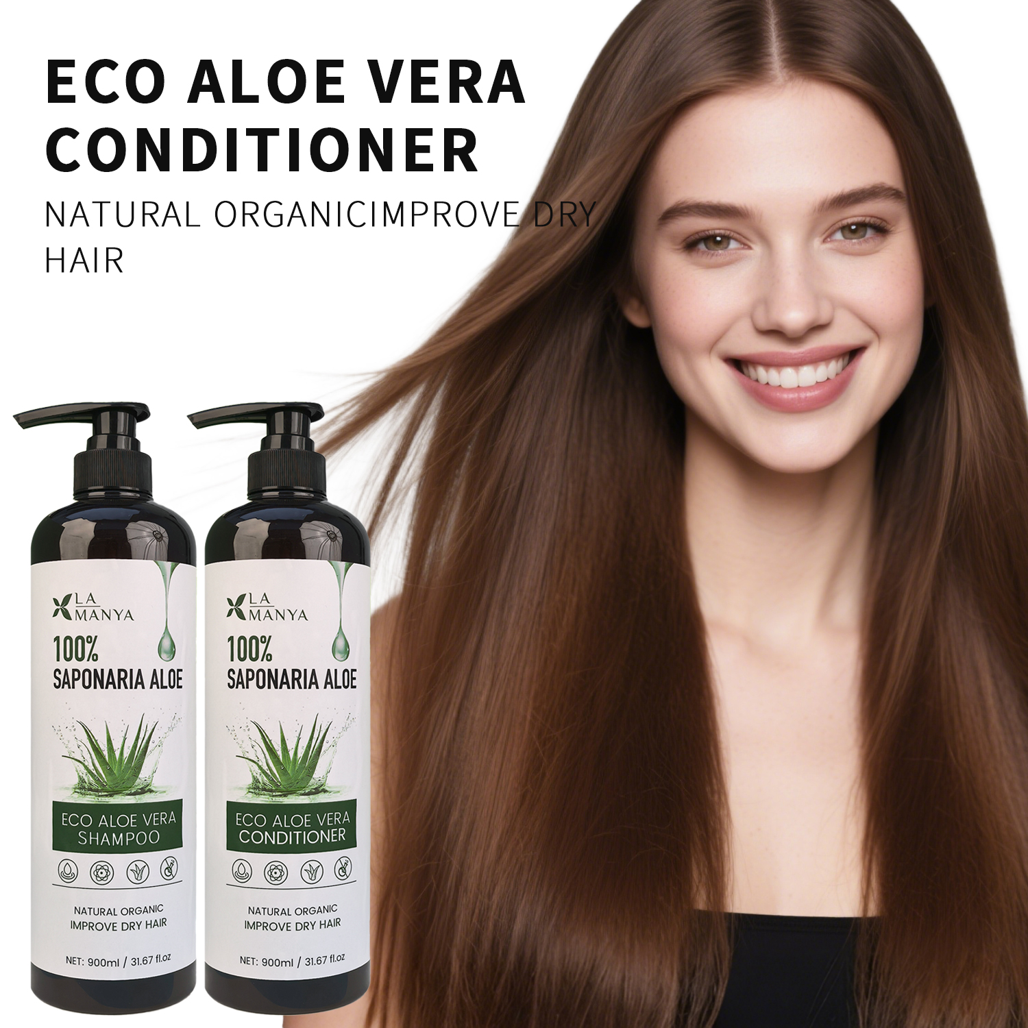 Factory Wholesale Custom 100% Natural Herbal Hair Care Set Moisturizing Anti Frizz Aloe Vera Shampoo and Conditioner for Salon