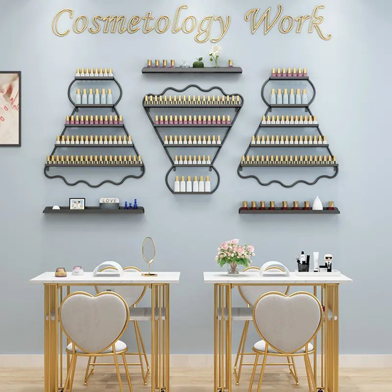 Modern Art Elegant Cosmetic Beauty Product Nail Salon Storage Display Rack