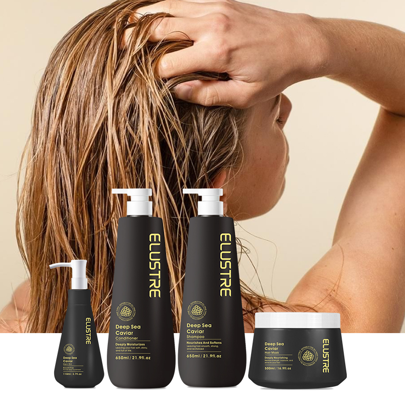 Private Label Luxury Salon Hair Care Deep Sea Black Caviar Extract Hair Care Shampoo and Conditioner Set