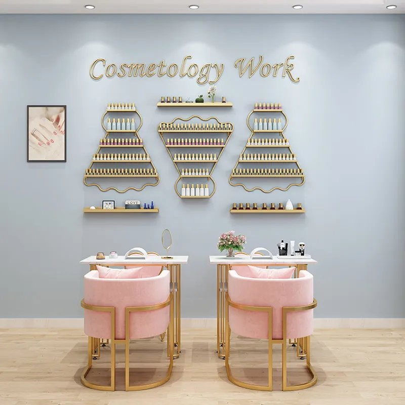 Modern Art Elegant Cosmetic Beauty Product Nail Salon Storage Display Rack