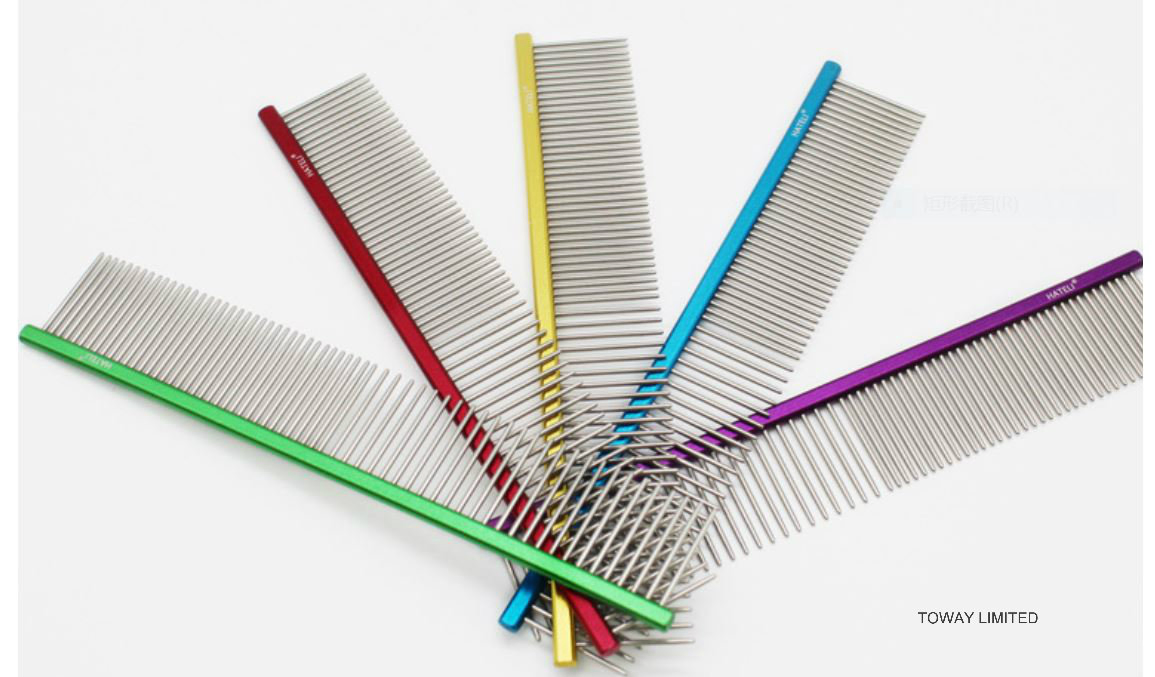 Colored Painted Stainless Steel Dog Combs Hair Massage Pet Products