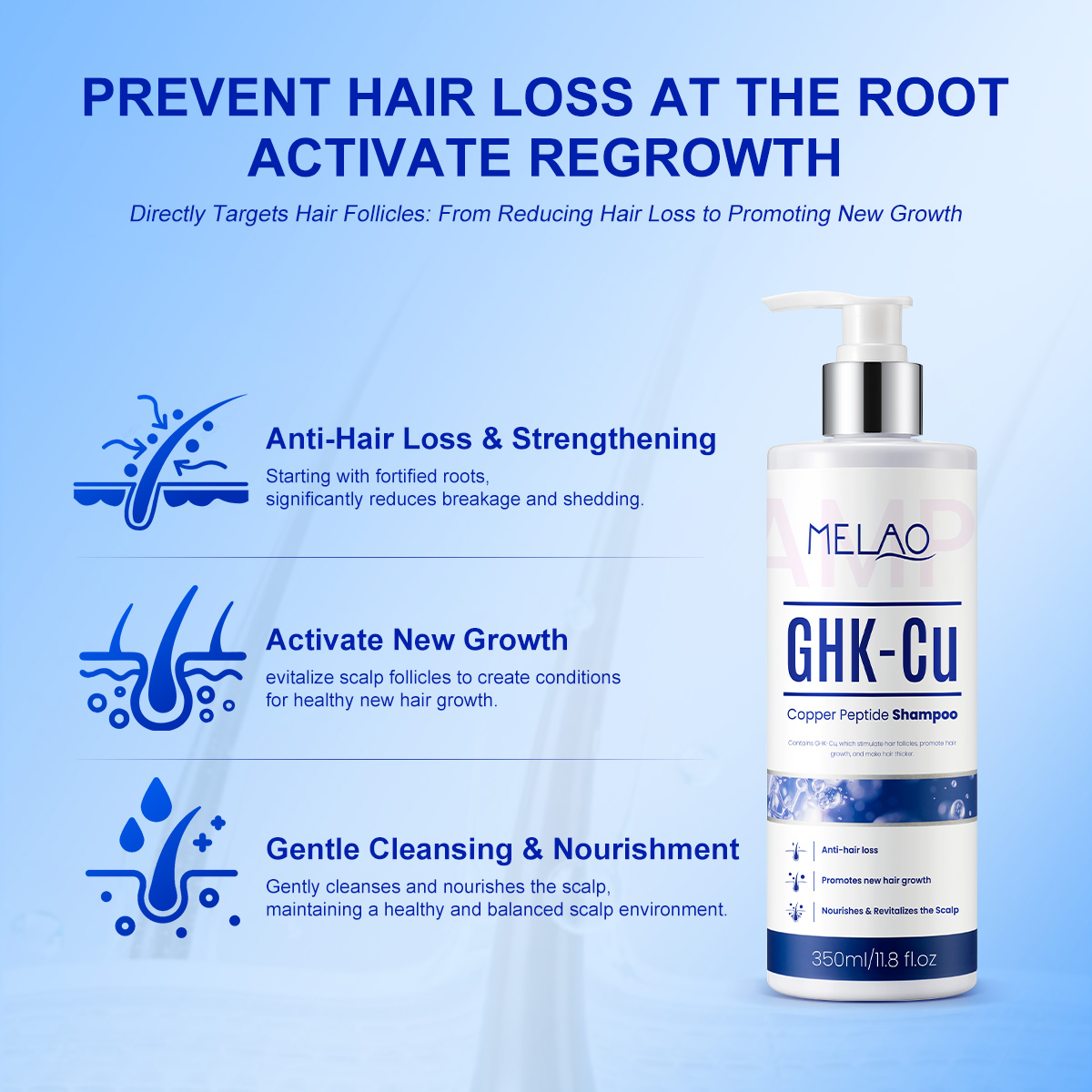 Ghk-cu Shampoo Manufacturer Clarifying Volumizing &amp; Root Boost Biotin Keratin Ghk-cu Copper Peptide Korean Shampoo Salon Grade