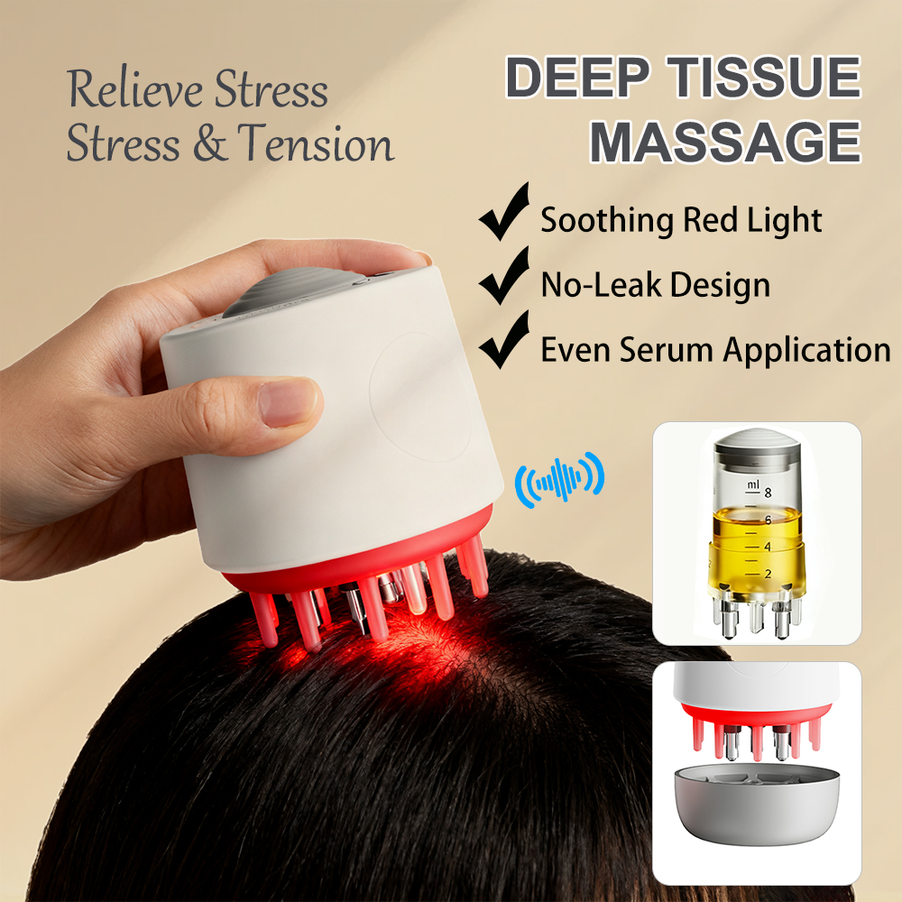 Hair Oil Applicator Scalp Massage Device Electric Hair Growth Comb Led Red Light Anti Hair Scalp Massage Serum Dispenser