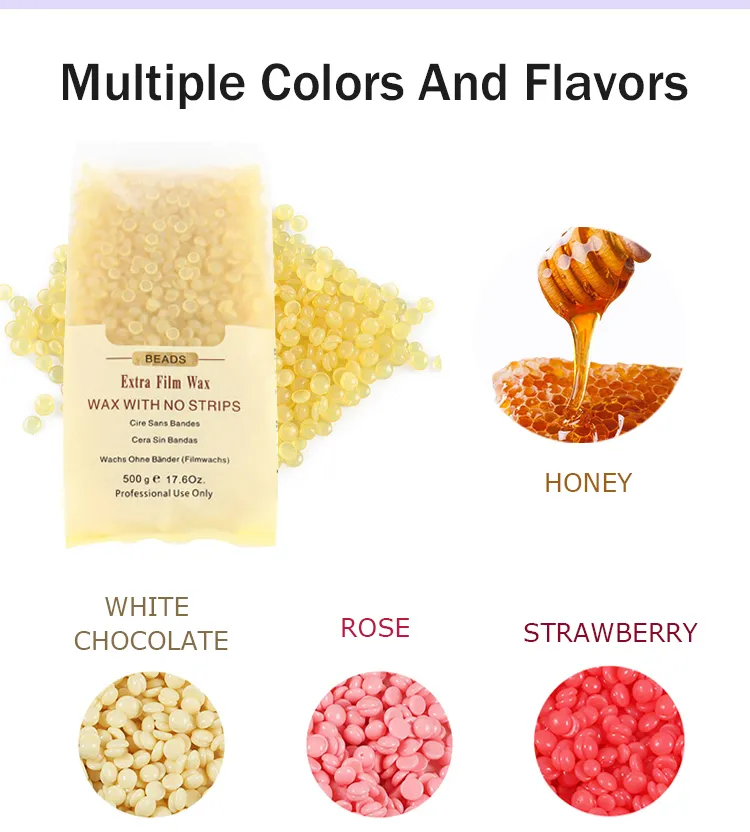 500g White Chocolate Flavored Hard Depilatory Wax Beans for Smooth Gentle Hair Removal Professional Bikini Leg Underarm Waxing Supplies