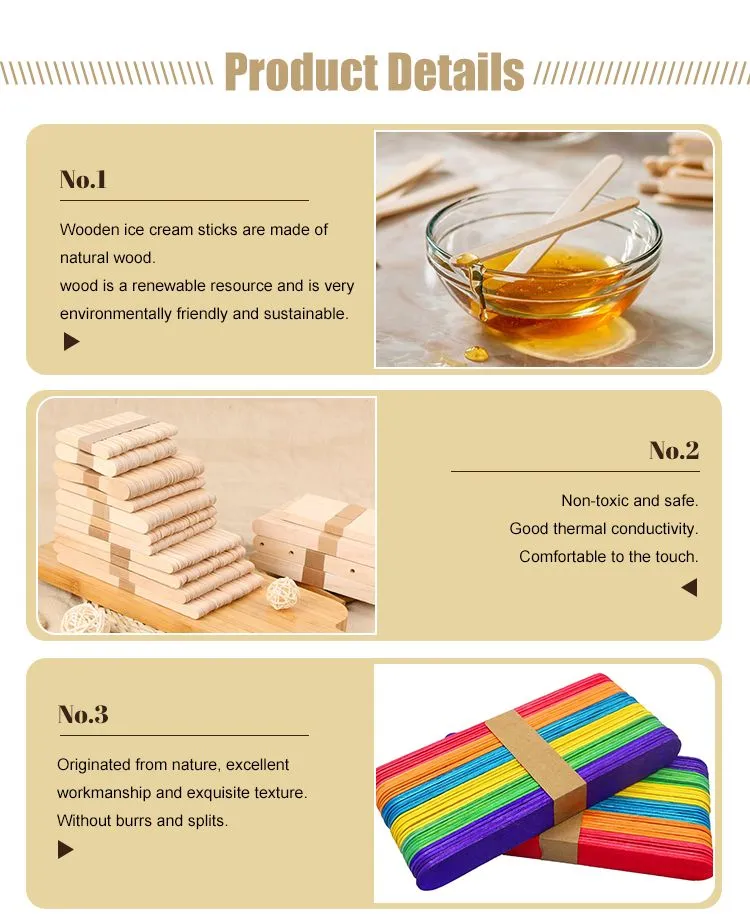 Natural Wood Popsicle Stick for Waxing DIY Wood Crafts Hair Removal and Waxing Supplies Paint Stirrer