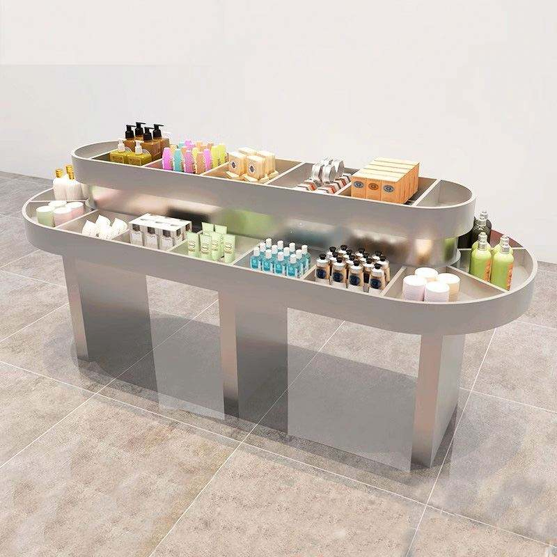 Luxury Modern White Vertical Tiered LED Beauty Salon Cabinet Customized Wood Display Stand Eco-Friendly Finish Nail Skin Care