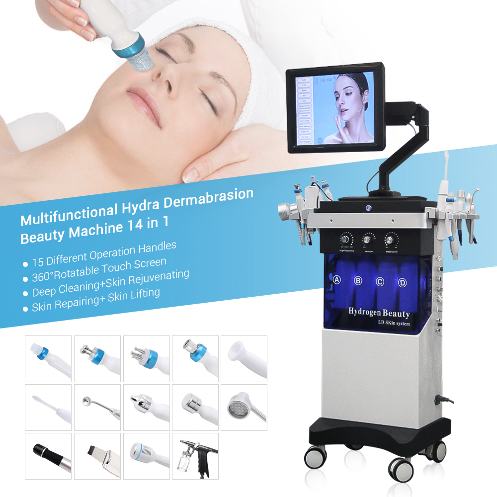 14-in-1 Hydro Dermabrasion Beauty Equipment for Professional Deep Pore Cleansing, Skin Brightening and Lifting Spa