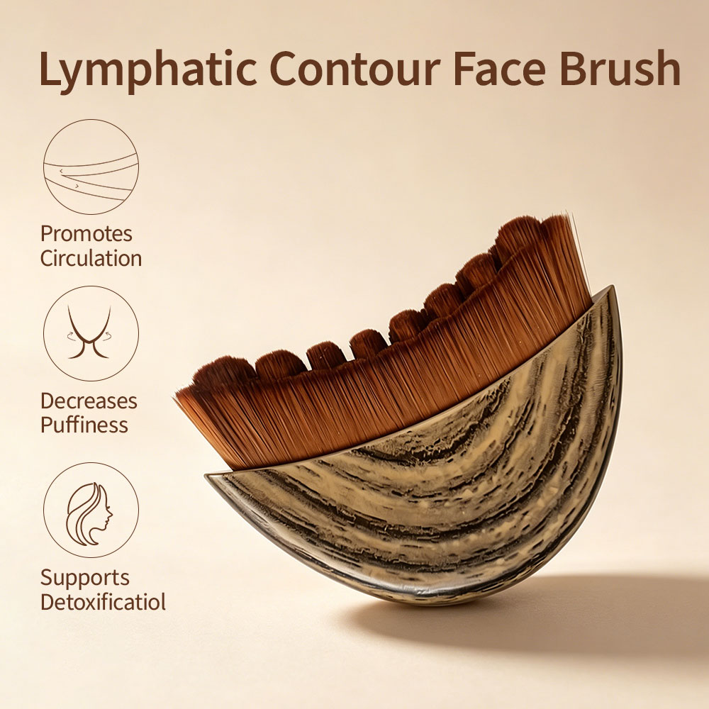 Custom Logo Dry Brush Gentle Face Massager Lymphatic Contour Oval Brush Daily Use Lymphatic Drainage Plastic Handle