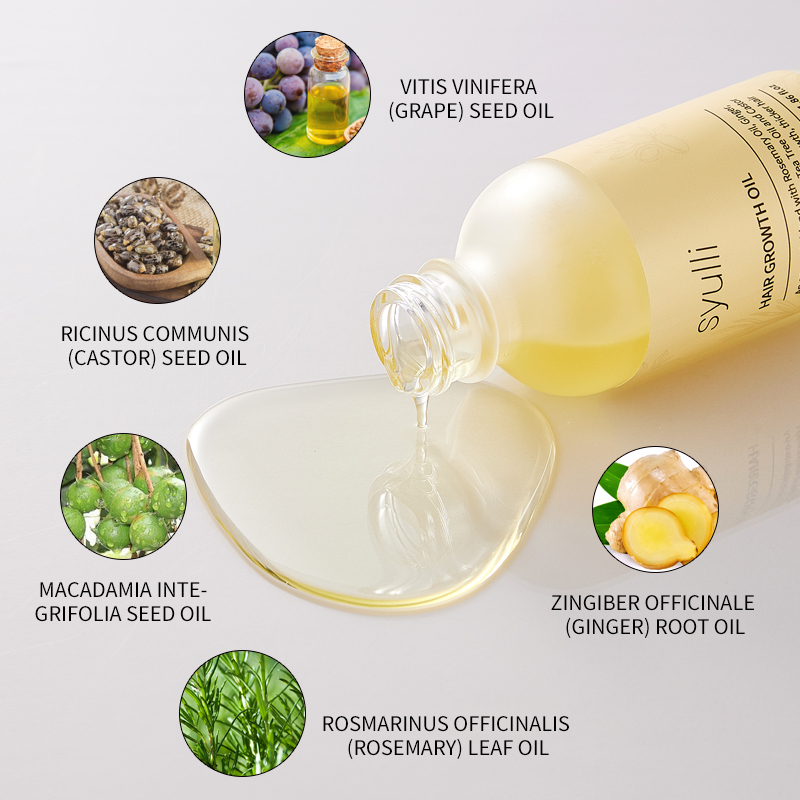 Private Label Natural Rosemary Peppermint Ginger Castor Oil Anti Fall Hair Treatment Serum Hair Growth Oil
