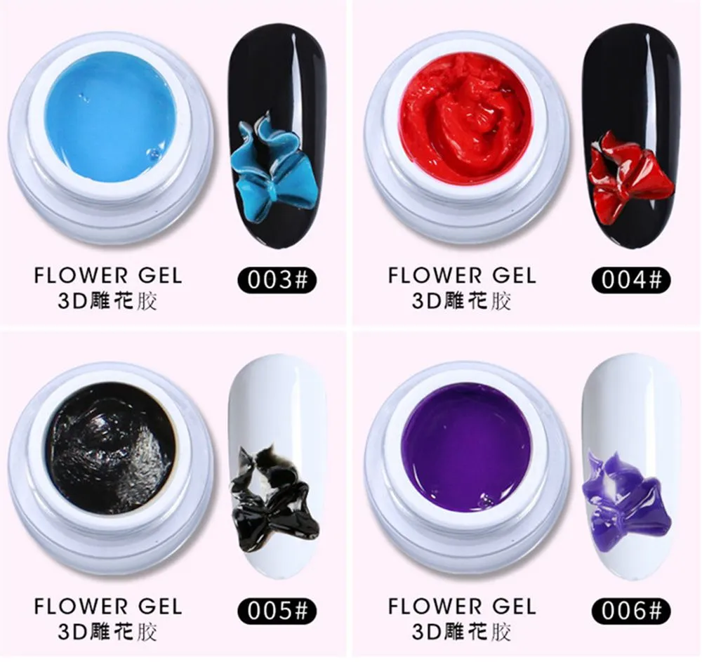 Acrylic 3D Nail Art Painting/Drawing Gel Color Swatches