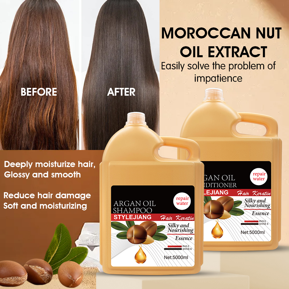 Salon Use Organic Big Volume 5L Cream Shampoo &amp; Conditioner Hair Care Set Argan Oil Sulfate Free Silky Nourishing 2-in-1 Formula