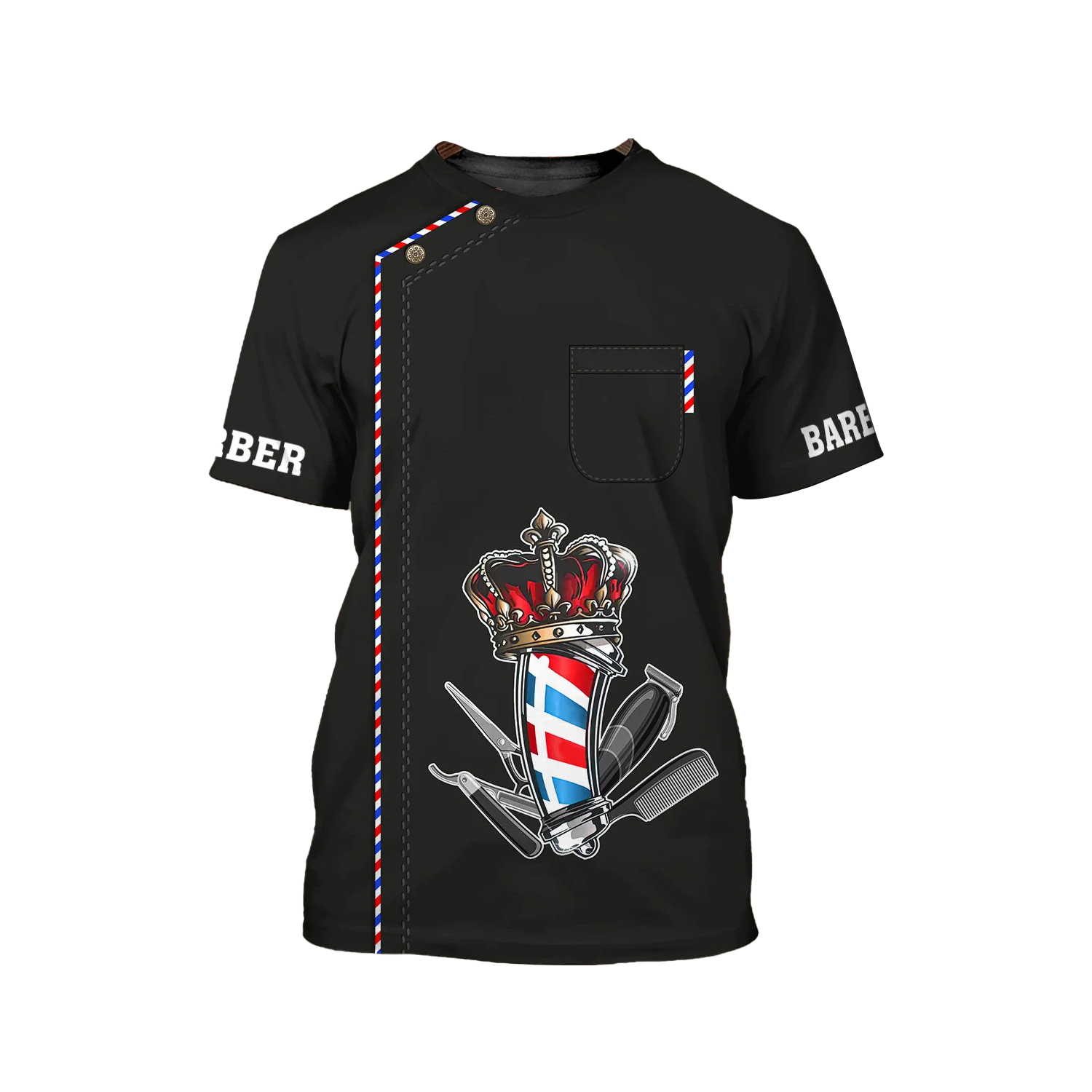 Professional Salon Barber Apparel T-Shirt Design Custom Logo Barber Shop Old School Hair Cutting Barber Uniform T Shirts for Men