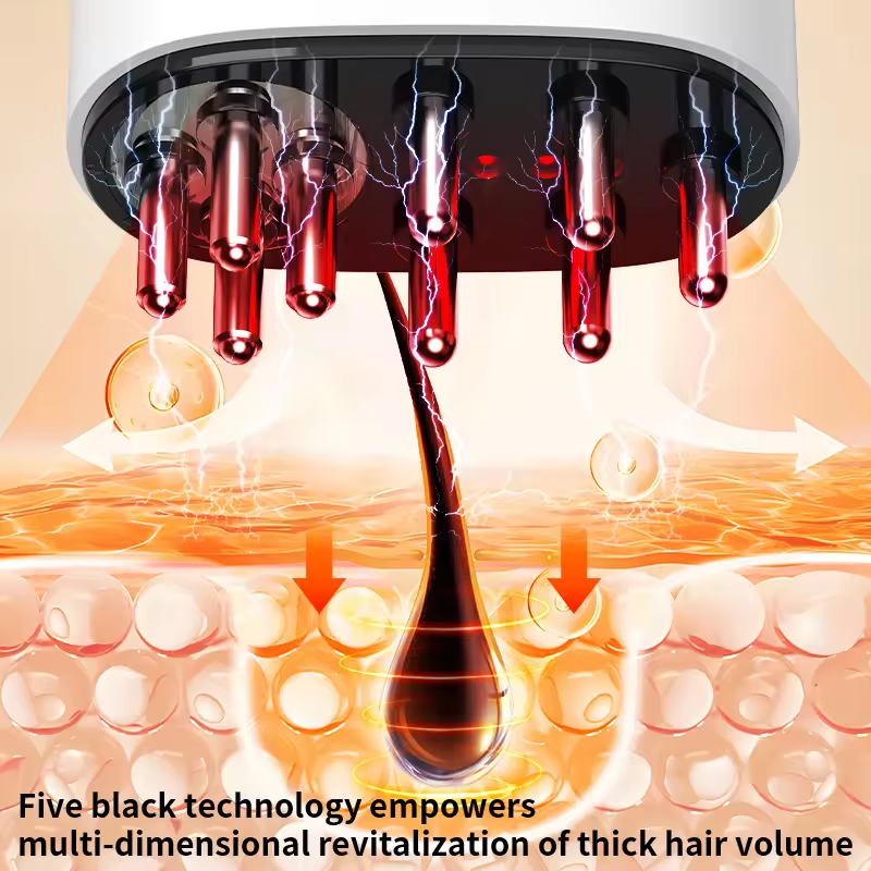 New Advance Head Electric Oil Applicator Comb Red Light Therapy Anti Hair Loss Hair Growth Device Electric Scalp Massage Comb