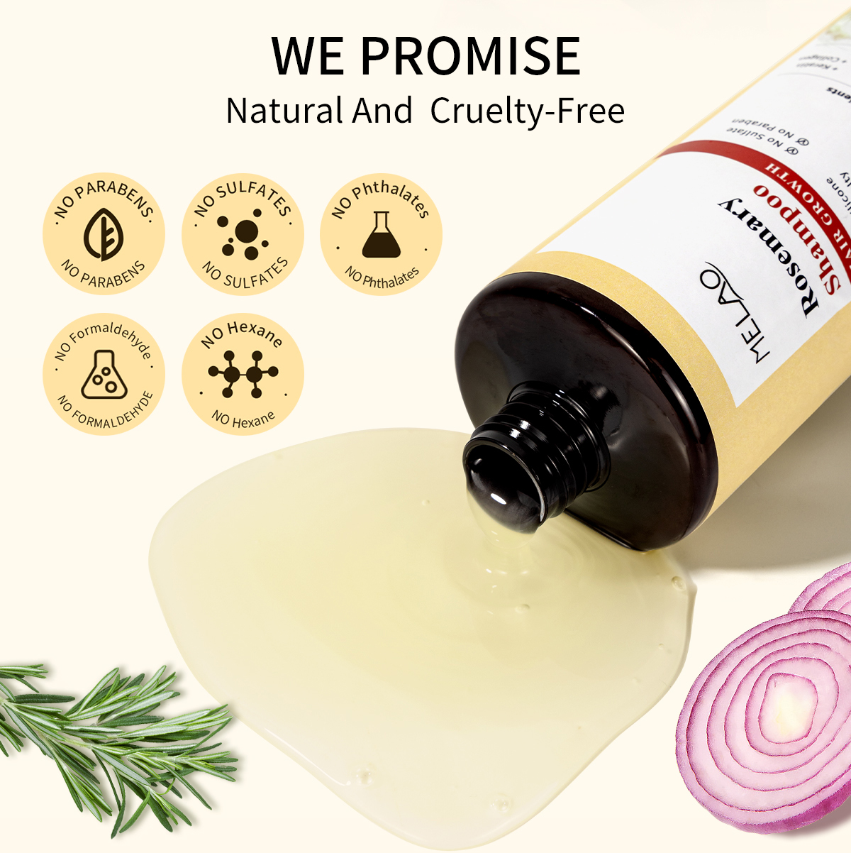 Custom Logo Paraben Free Sulphate Free Salon Herbal Rosemary Biotin Frizzy Hair Growth Red Onion Shampoo Conditioner