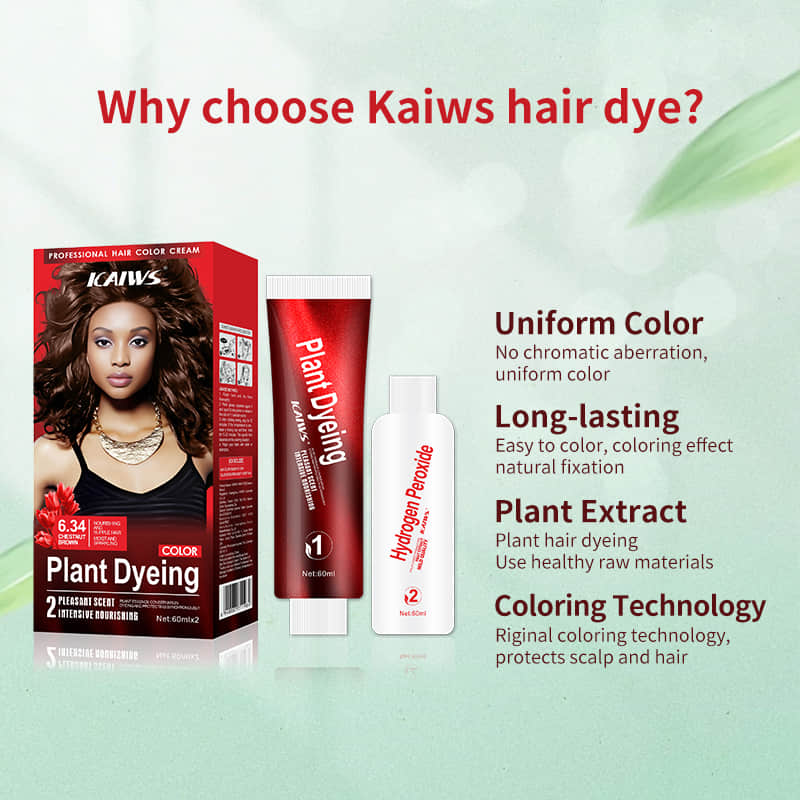 Kaiws Best Professional Organic Natural Hair Dye Cream Permanent Hair Colour for Salon