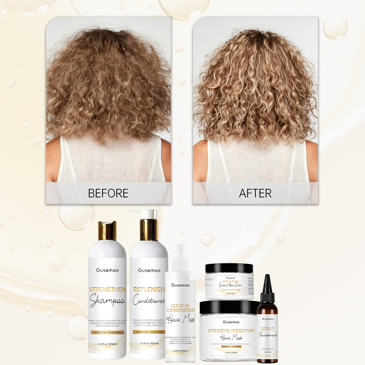 Organic Healthy Hair Care Kit Scalp Treatment Hydration System for All Hair Types Shampoo Conditioner Hair Mask Mist Routine Set