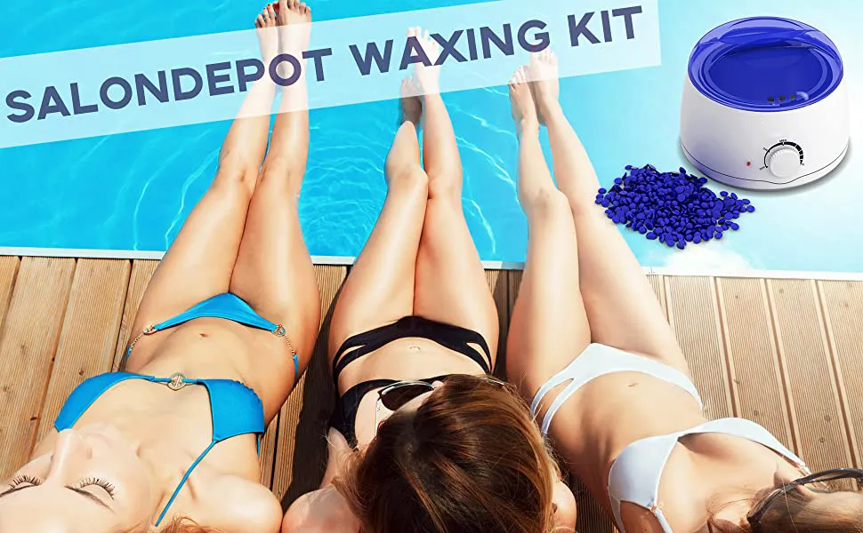 Depilatory Waxing Kit Heater for Women Men Coarse Hair Removal with Moisturizing Aloe Formulas Hard Stripless Wax Beads