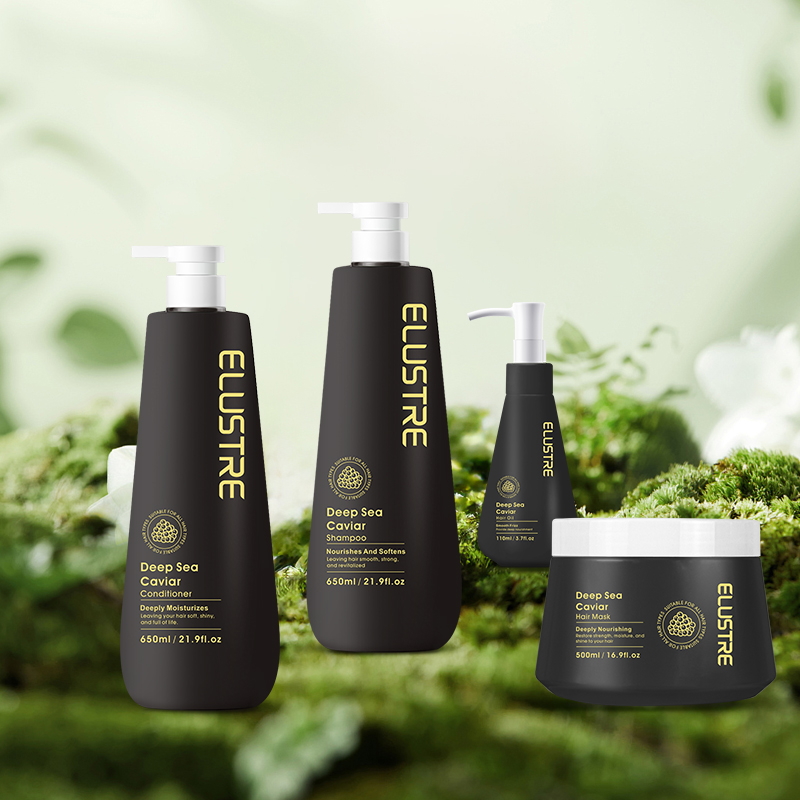 Private Label Luxury Salon Hair Care Deep Sea Black Caviar Extract Hair Care Shampoo and Conditioner Set