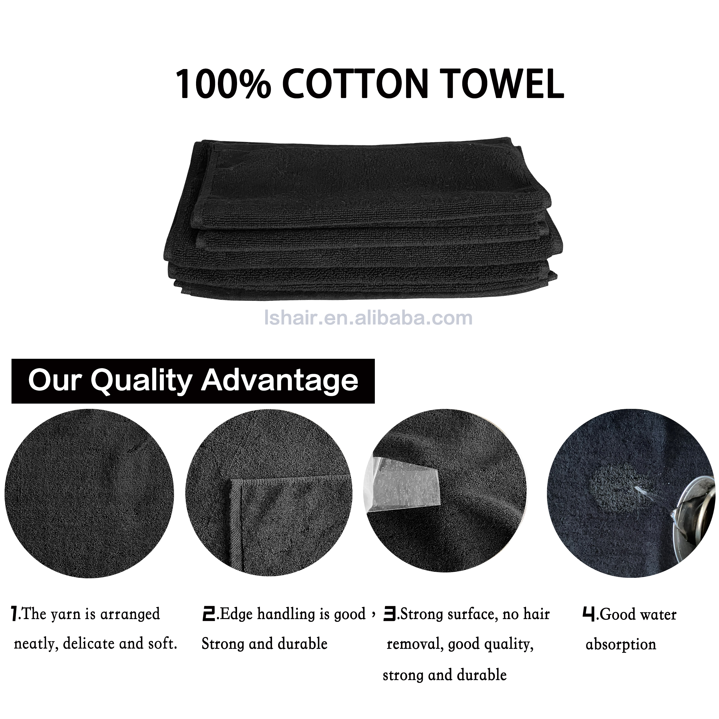 Wholesale Sports Gym Nail Hairdressing Beauty Salon Quick Dry Towel Custom Logo Hair Black Spa Towels