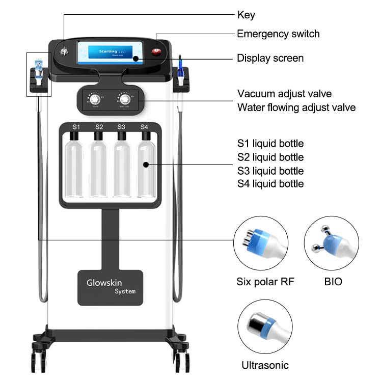 Professional 6 in 1 Blackhead Removal Deep Skin Cleaning Face Lifting Facial Microdermabraion Skincare Facial Machine
