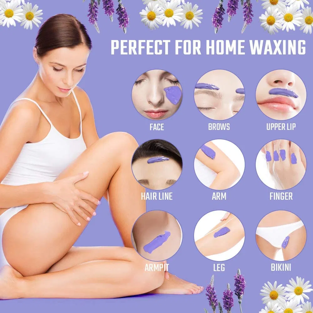 Depilatory Waxing Kit Heater for Women Men Coarse Hair Removal with Moisturizing Aloe Formulas Hard Stripless Wax Beads