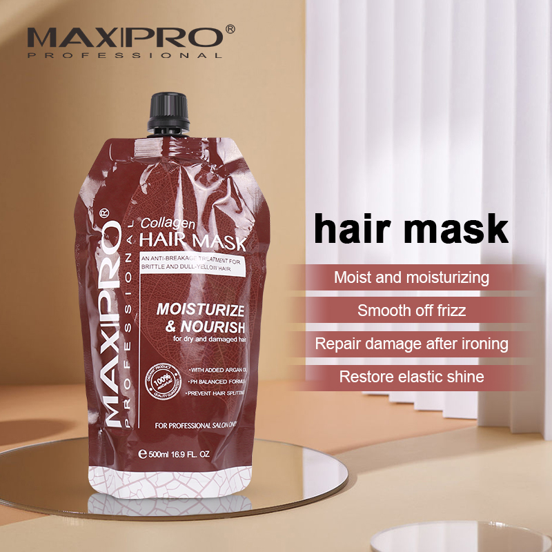 MAXIPRO Natural Organic Maca Essence Hair Repair Collagen Professional Salon Keratin Argan Oil Bag Hair Mask for Damaged Hair