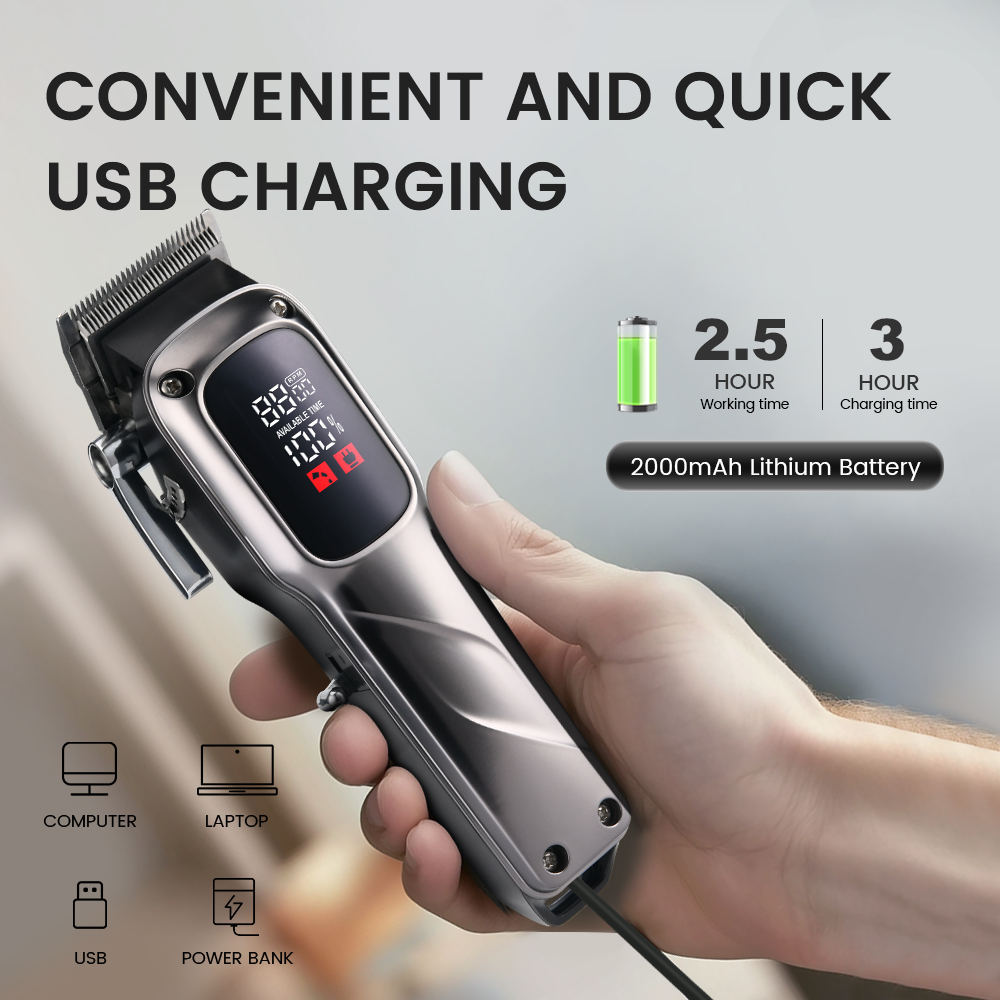 Wholesale Men Barber Hair Clipper Set Chargeable Electric Hair Trimmer Cordless Hair Clipper Professional Hair Cut Machine