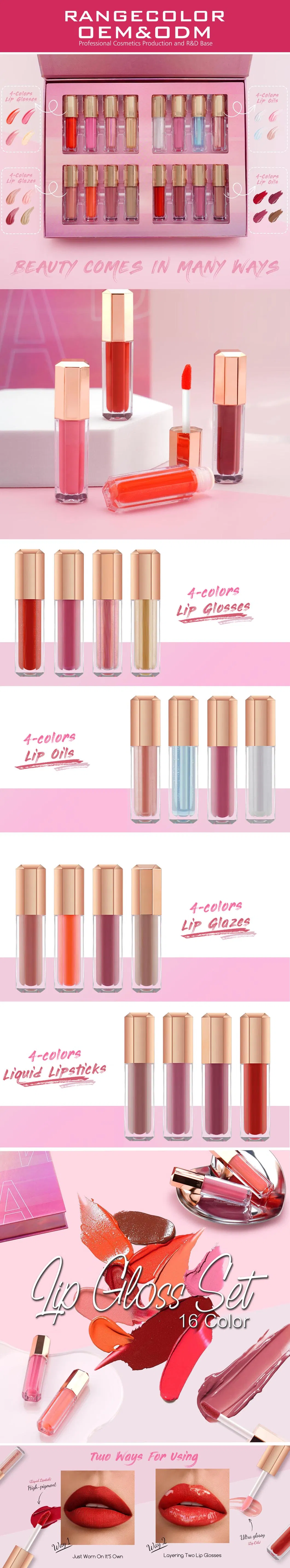 Professional Cosmetics16 PCS Makeup Set for Lip Glaze &Lip Oil&amp; Lip Gloss Collection