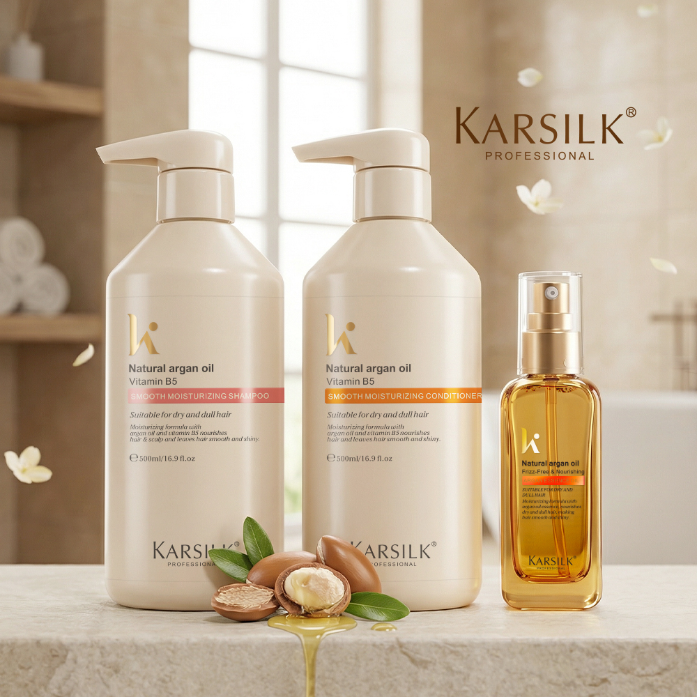 Karsilk Shampoo Argan Oil Hair Care Smooth Strengthening Shampoo OEM Organic Biotin Hair Shampoo And Conditioner Hair Care Sets