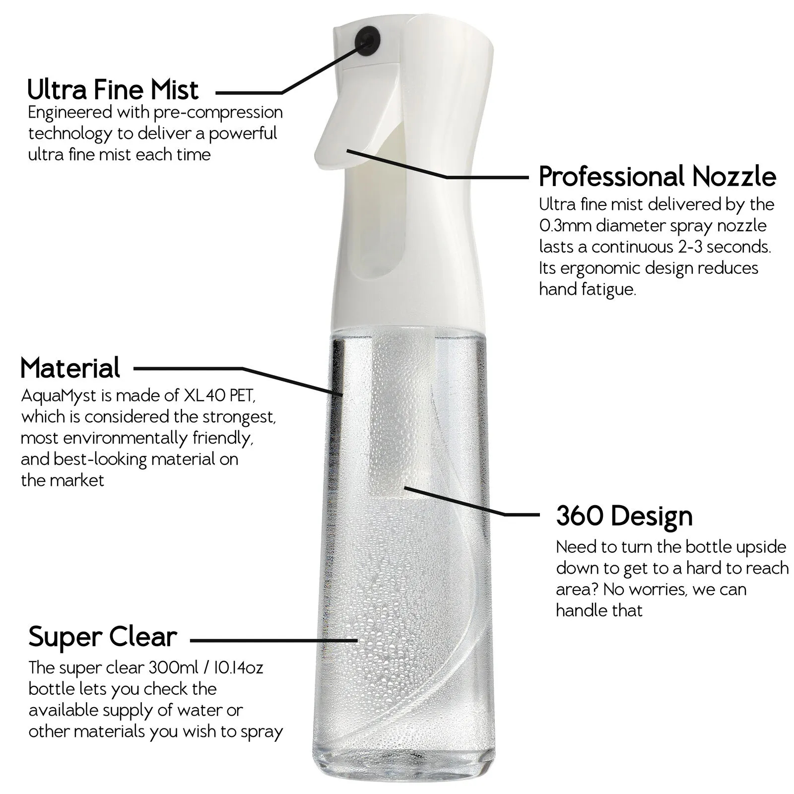 300ml500mlBarber Shop Salon Use Refillable Ultra Fine Mist Sprayer Empty Continuous Water Hair Spray Bottle For Hairdressing