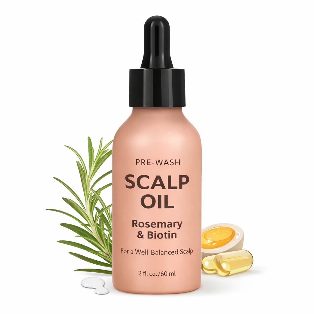 Private Label Rosemary Hair Growth Oil, Pre-Wash Scalp Treatment with Castor Oil, Biotin & Jojoba, Root Strengthening Formula