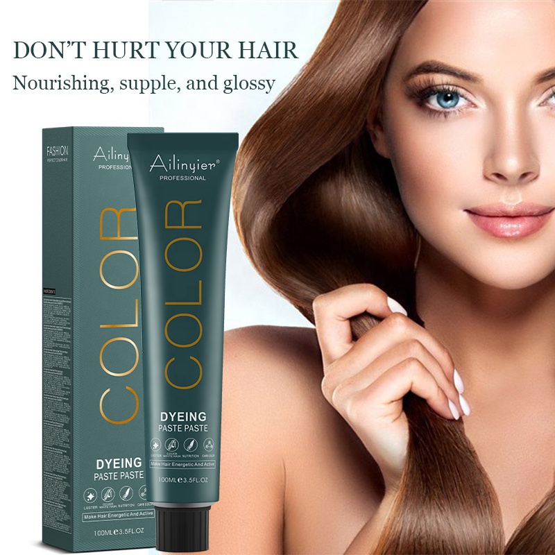 Ailinyier 100 Ml Custom Professional Herbal Low Ammonia Free Hair Dye Color Cream Permanent 112 Colors Fashion Color For Salon