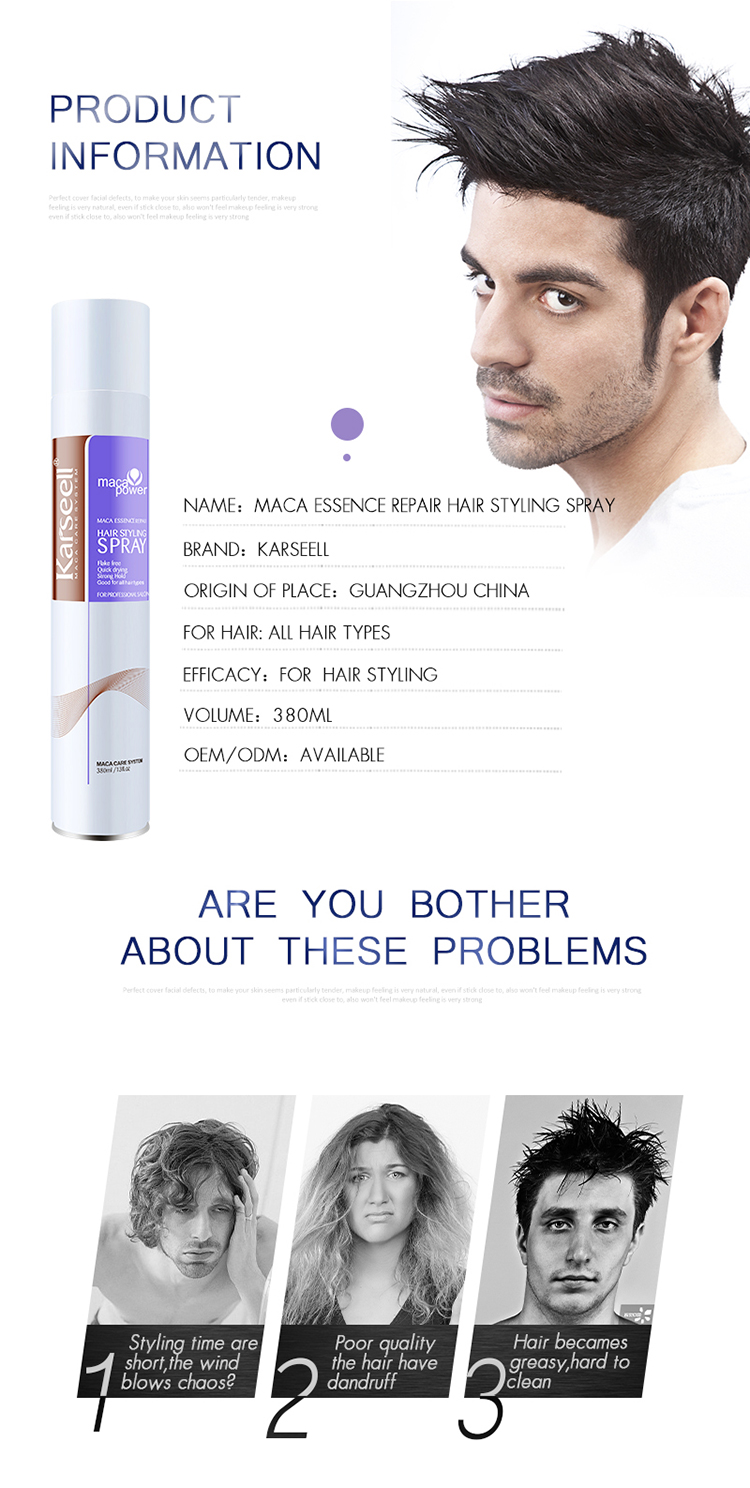 Karseell Professional 380ml Maca Power Hair Styling Spray for Making Your Hair Styling &amp; Nourishing