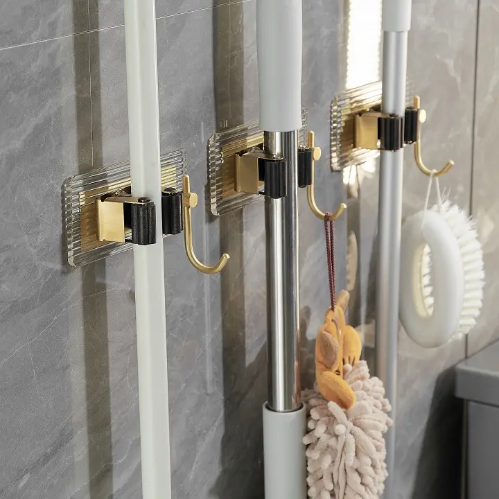 Wholesale acrylic fixed hanger storage wall hanging free mop rack hook Manufacturer, Suppliers
