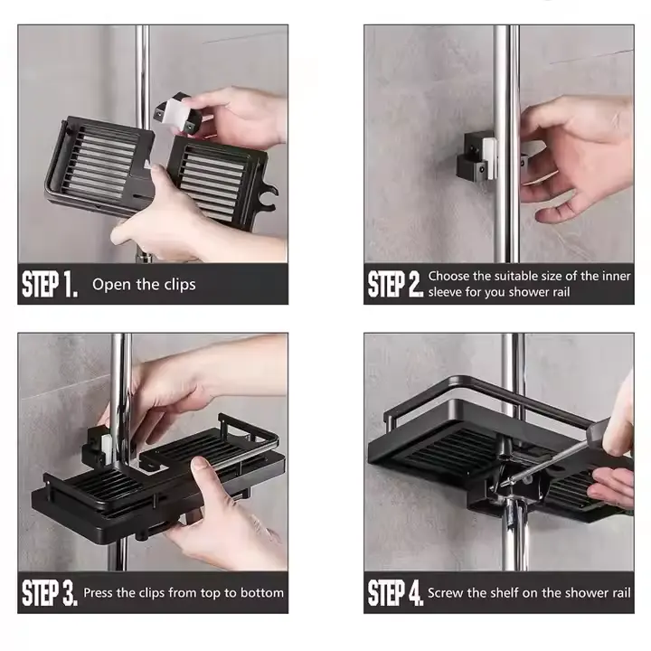 Wholesale Shower Rod Rack No Drilling Shelf Hanging black Shower Caddy Suppliers, Supplier