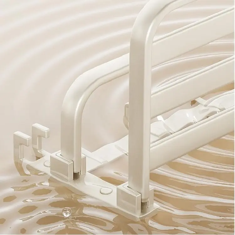 China Bathroom cream white foldable bath towel holder with hooks Factories, Suppliers