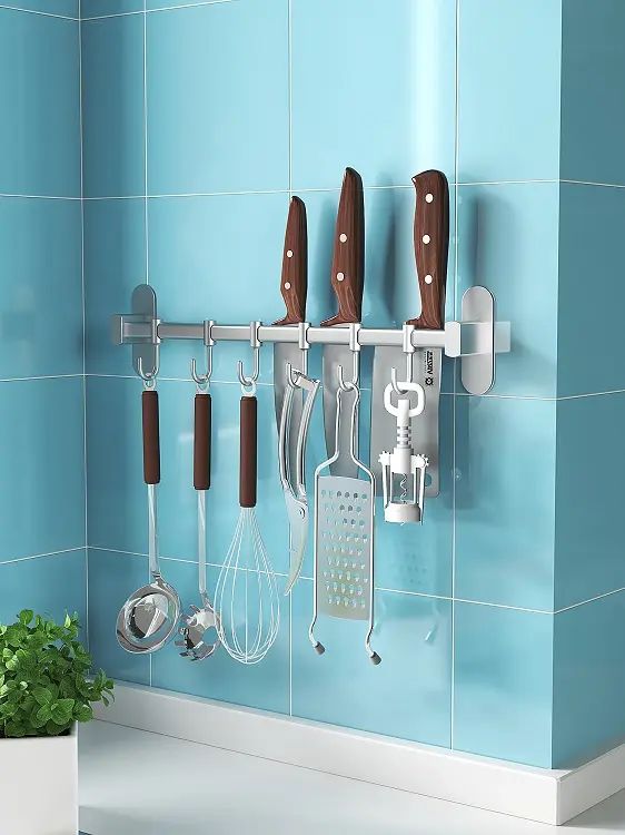 Wholesale Kitchen Non-Perforated Stainless Steel Wall Storage Rack Knife Holder Factories, Supplier