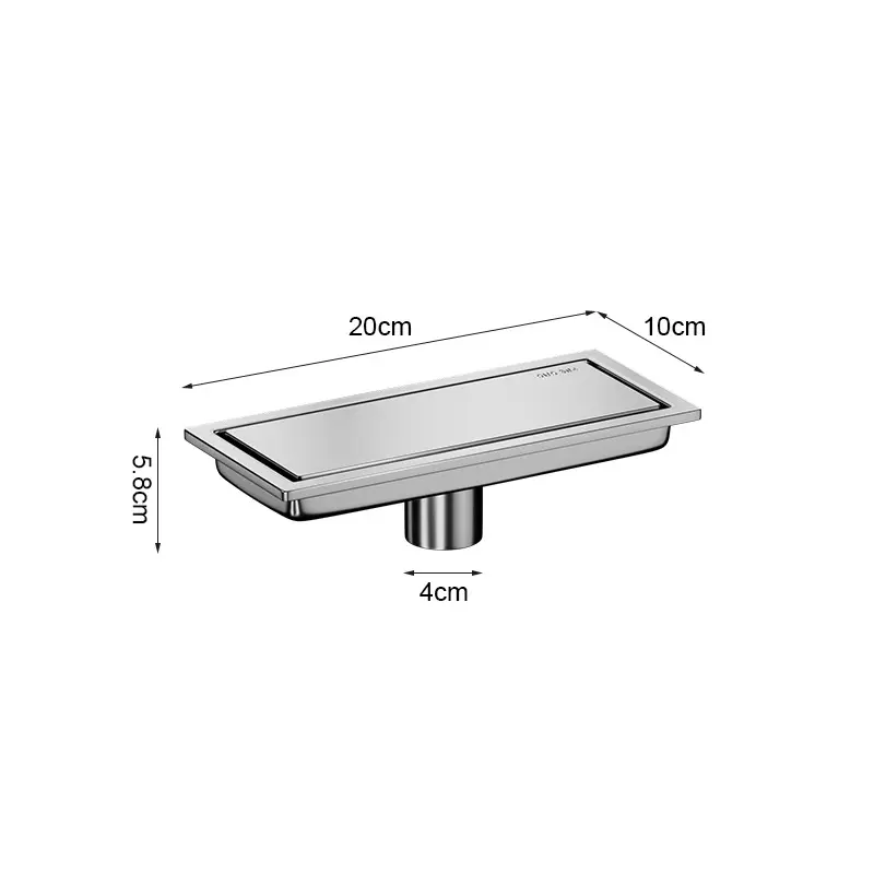 High-Quality Customize Size New Design Linear Floor Drain Tile Insert Long Shower Drainer Transverse Horizontal SS304 for Bathroom Factory, Supplier