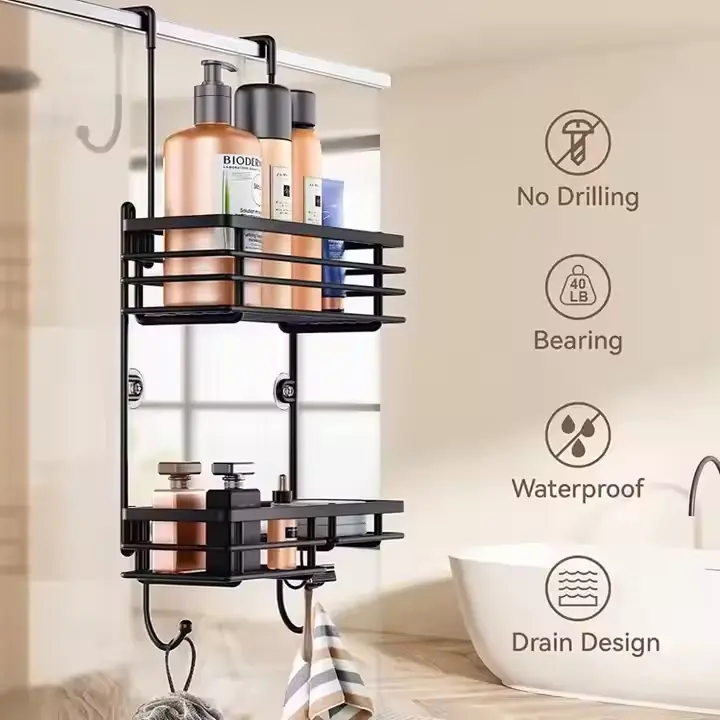 China Bathroom Kitchen Over The Door Hanging Stainless Steel Shower Caddy Factory, Suppliers