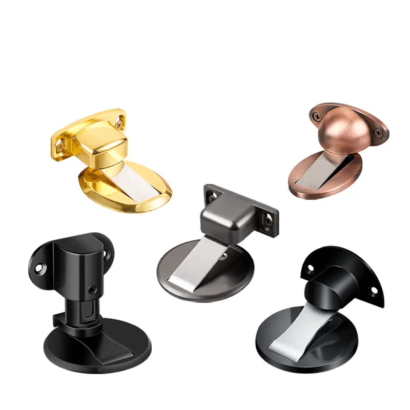 High-Quality Modern stainless steel Design Adjustable Door Holder with Non-Punch Sticker Furniture Heavy Duty Magnetic Door Stopper Factories, Factory