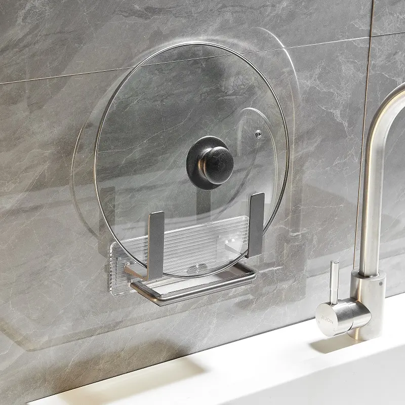 Wholesale Acrylic pot cover holder Free punch kitchen hanging storage holder Factories, Supplier