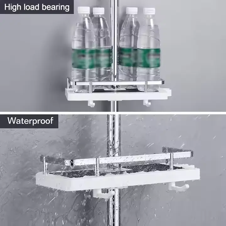 High-Quality Shower Rod Rack No Drilling Shelf Hanging silver Shower Caddy Suppliers, Supplier