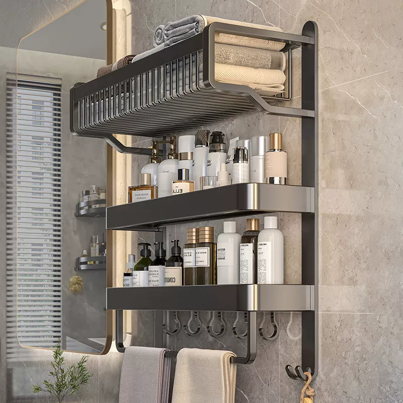China Bathroom gun gray towel rack Double triple wall shelf Manufacturers, Factory